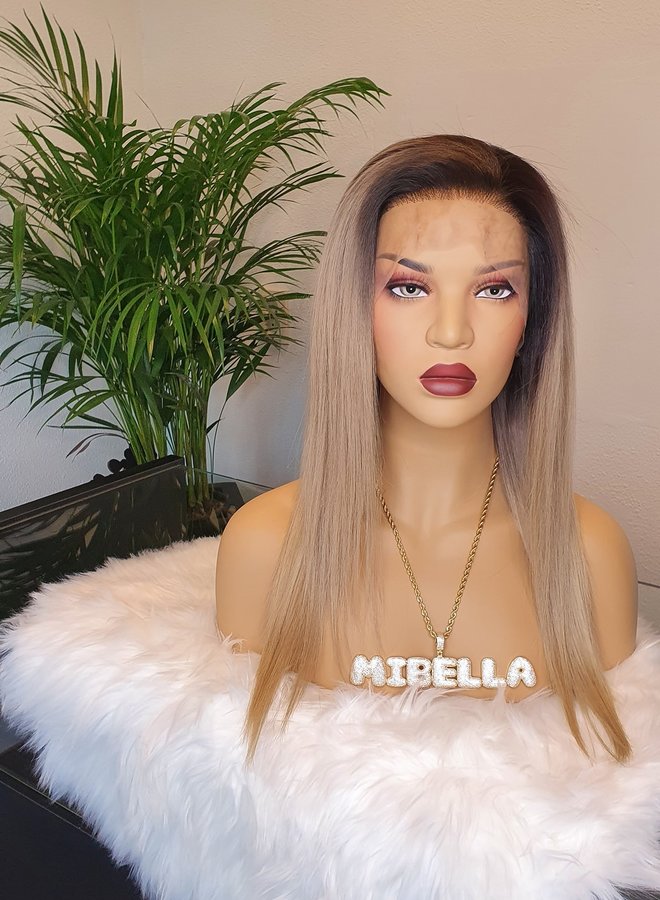 Frontal Wig Ombre Ash Blonde 16" Raw Indian Hair