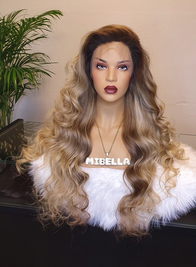 Frontal Wig 26" Raw* Indian Body Wave Ombre Ash Blonde