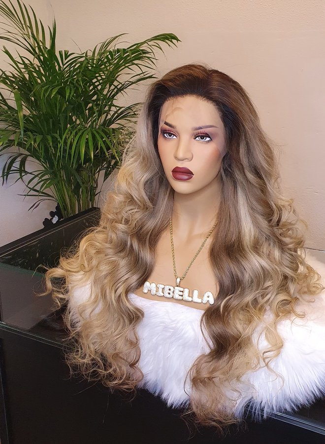 Frontal Wig 26" Raw* Indian Body Wave Ombre Ash Blonde