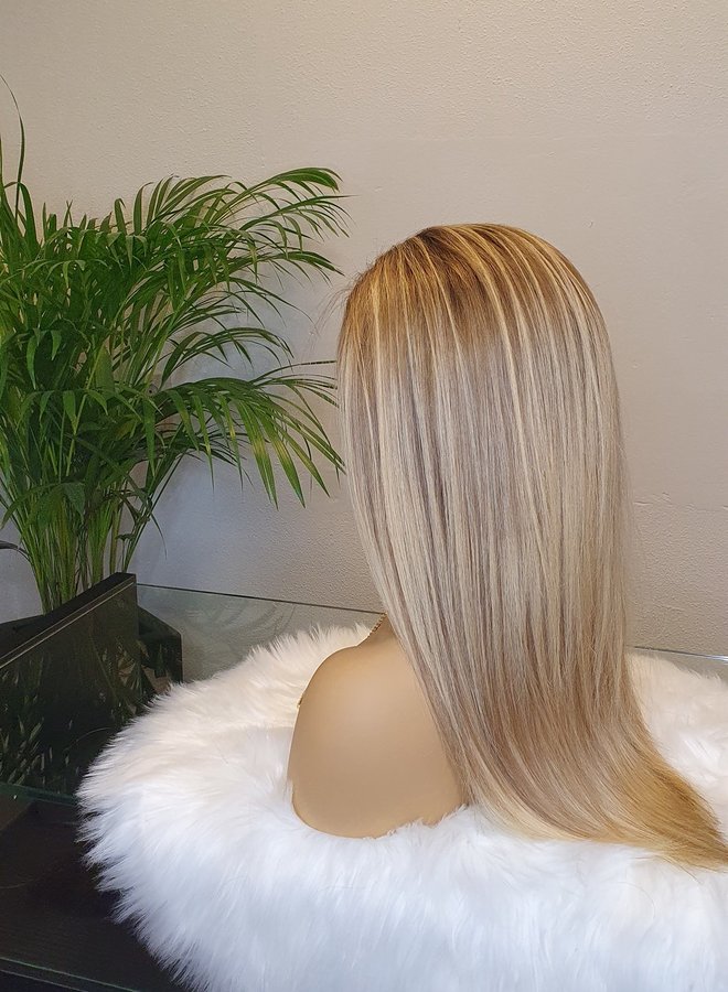 Frontal Wig Blonde 16" Raw Indian Hair 350 gram