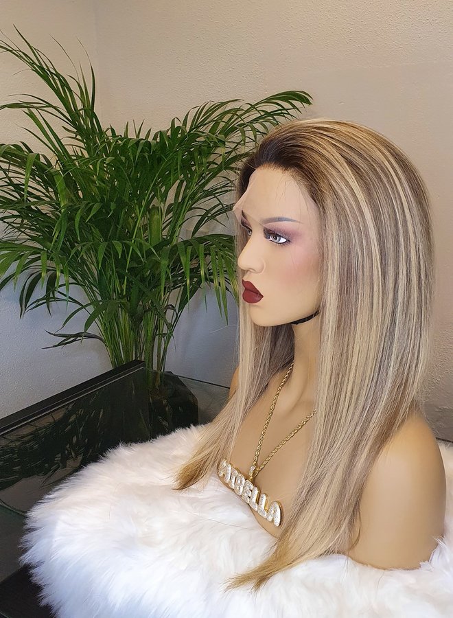 Frontal Wig Blonde 16" Raw Indian Hair 350 gram