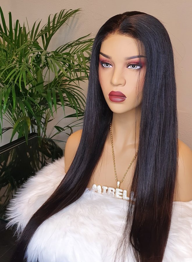 HD Closure wig 24" Raw Indian Straight