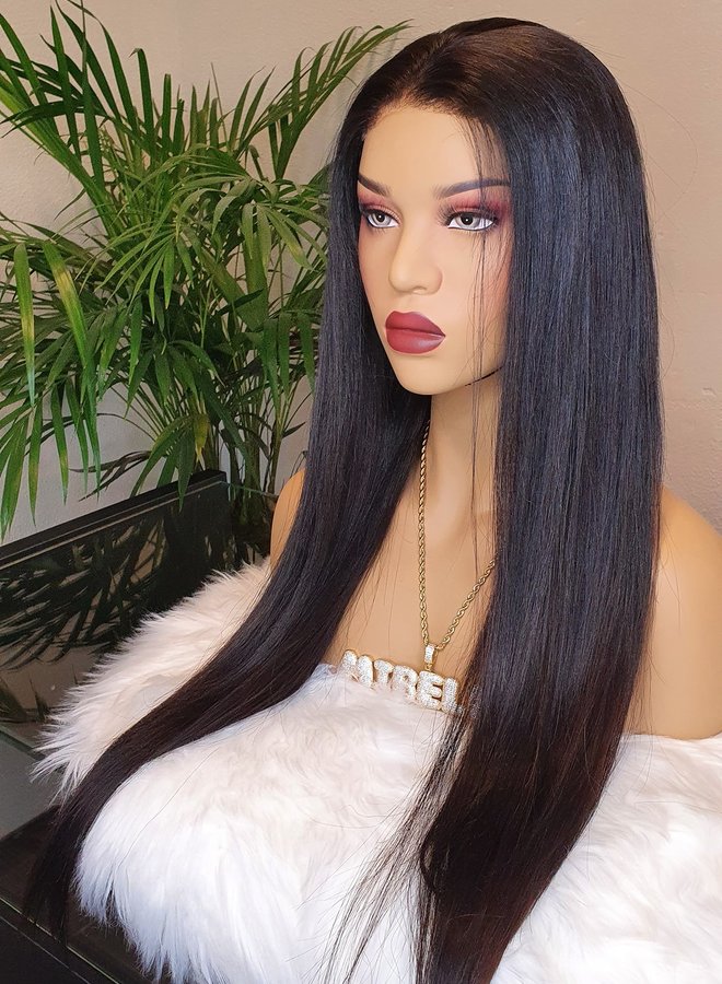 HD Closure wig 24" Raw Indian Straight