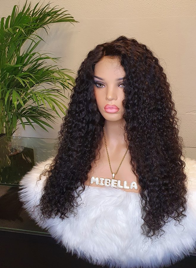 HD Closure Wig Curly Remy Hair 26"