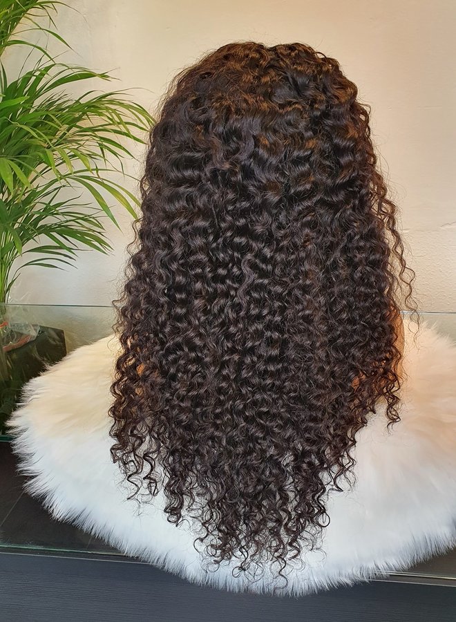 Frontal Wig Curly Remy Hair 24" Transparent lace