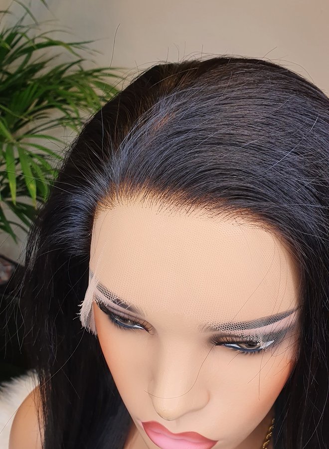 HD Frontal Wig Raw Indian Straight 22" Bleached Knots