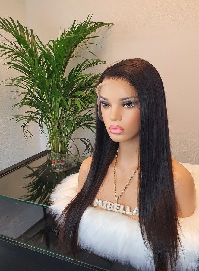 Transparante Frontal Wig Straight 20" Raw Indian Straight