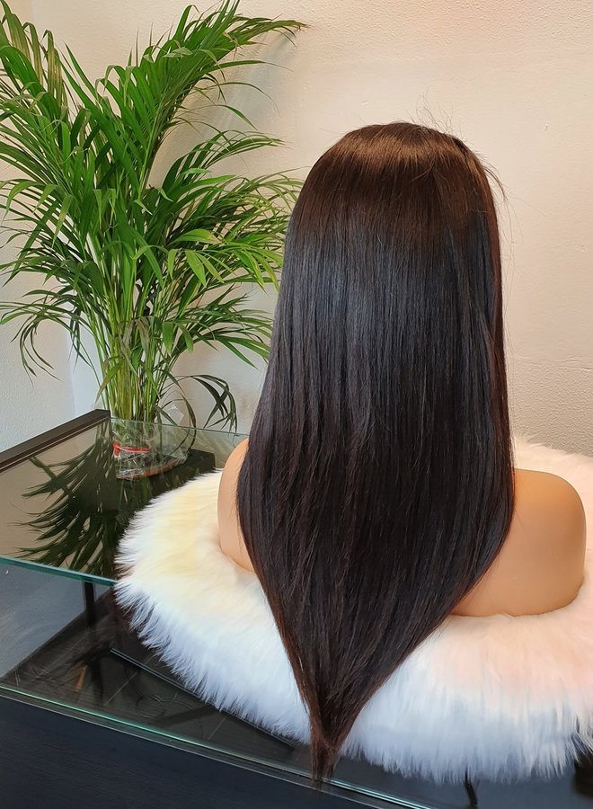 Transparante Frontal Wig Straight 18" Raw Indian Straight