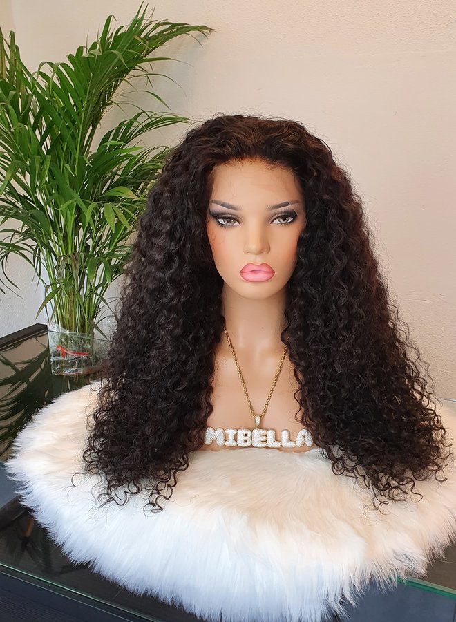 HD Frontal Wig Curly Remy Hair 24" Bleached Knots