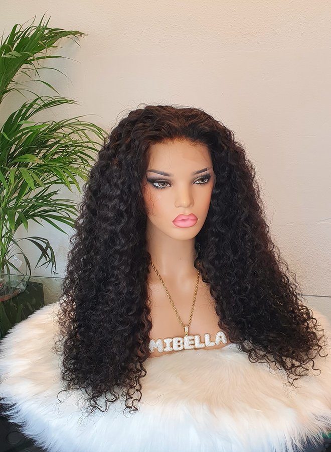 HD Frontal Wig Curly Remy Hair 24" Bleached Knots