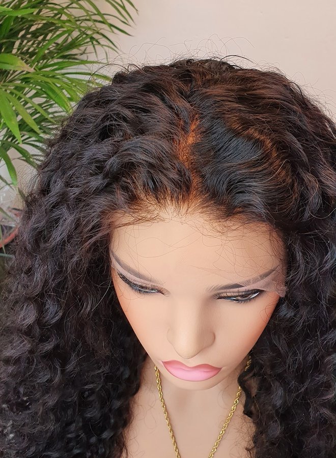 HD Frontal Wig Curly Remy Hair 24" Bleached Knots