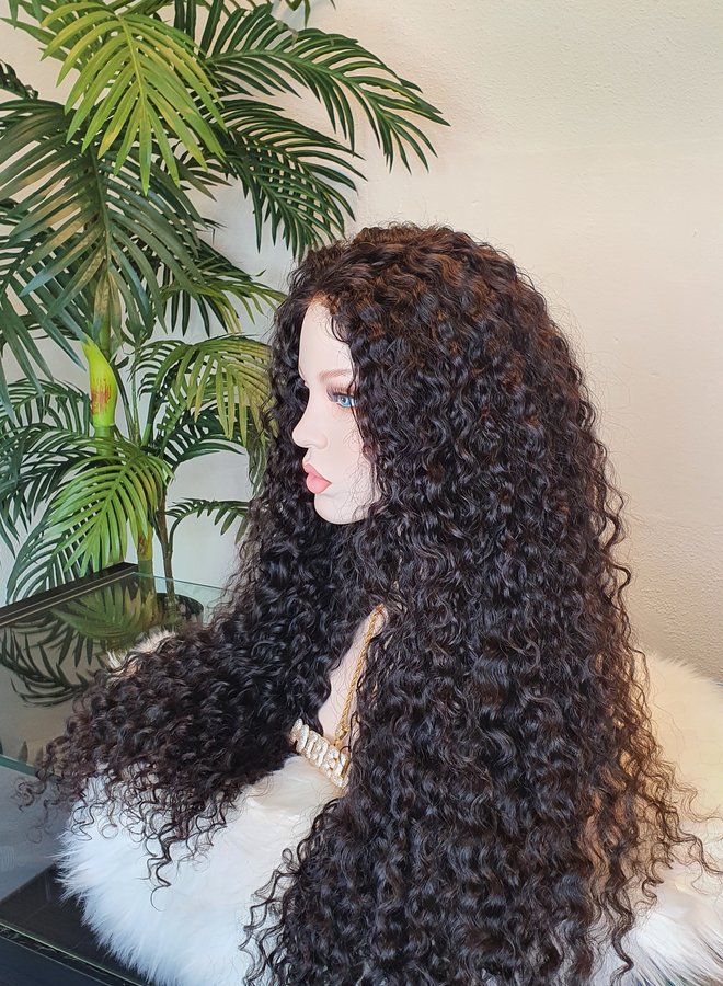 5x5 HD Closure  Wig Curly Remy Hair 24"