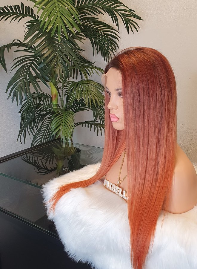 Frontal Wig 20" Burned Orange Raw Hair