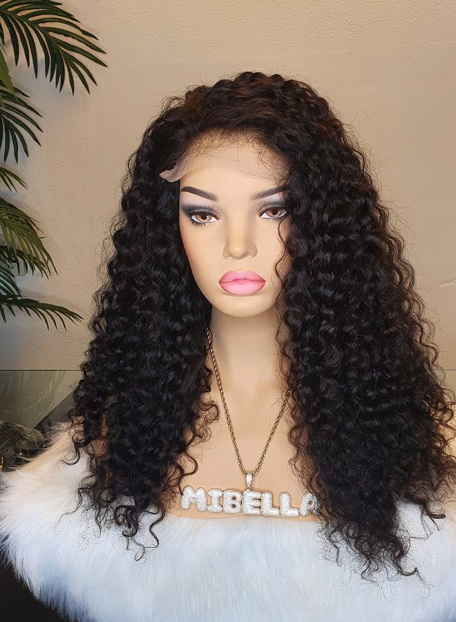 5x5 Closure Wig Curly Remy Hair 20" Transparent Lace