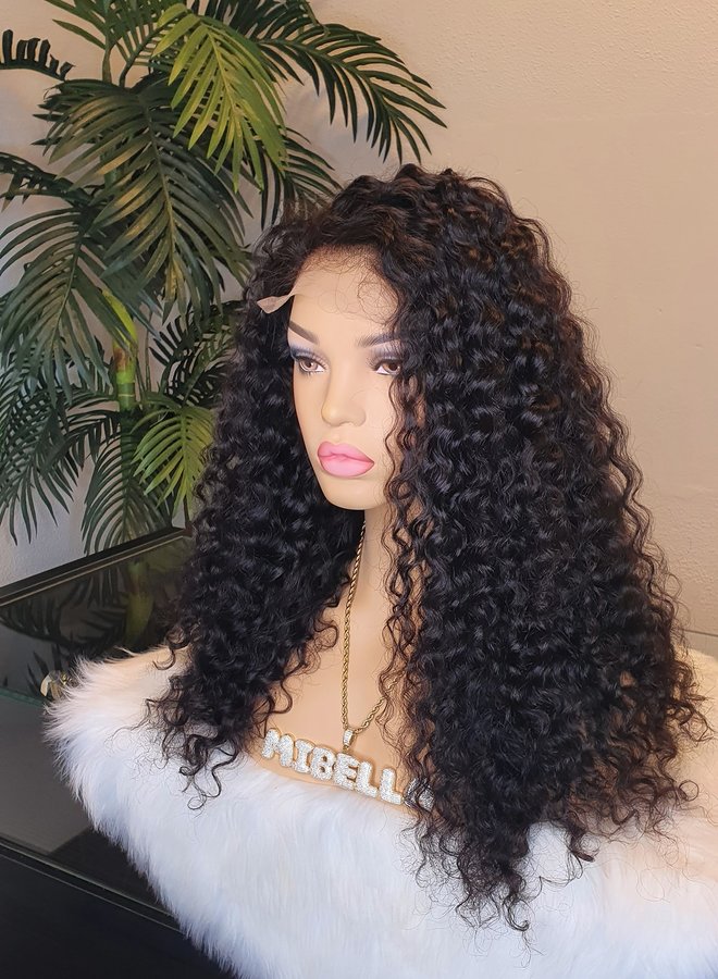 5x5 Closure Wig Curly Remy Hair 20" Transparent Lace