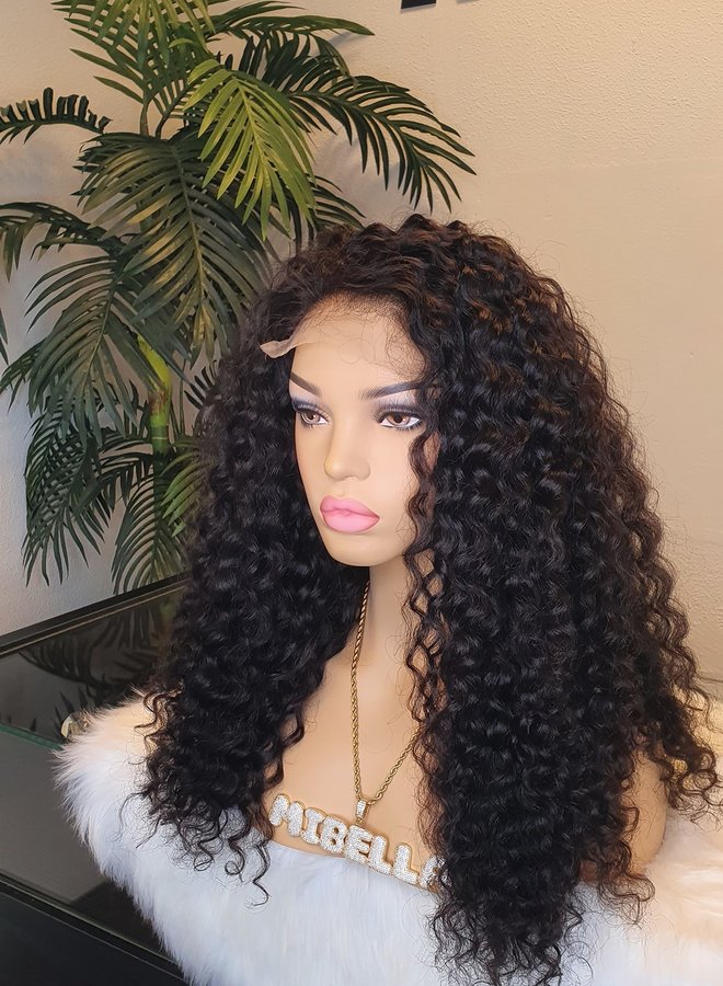 5x5 Closure Wig Curly Remy Hair 20" Transparent Lace