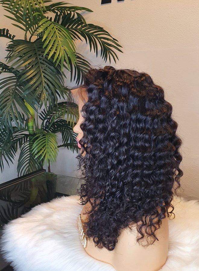 Frontal Wig Curly Remy Hair 14" 350 gram