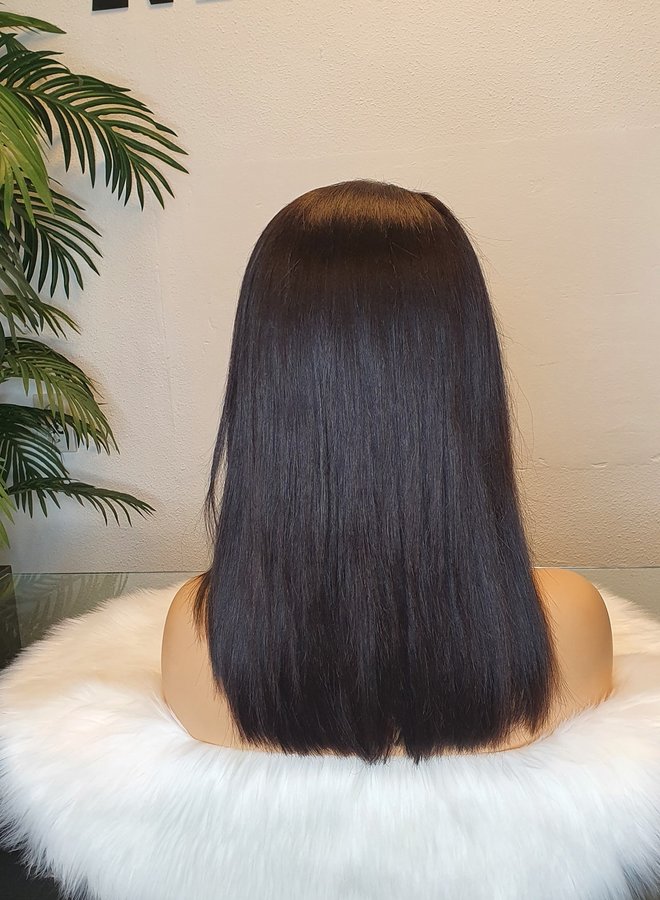 Raw Indian Straight Frontal Wig 14"|  Transparent Lace | Capsize Medium