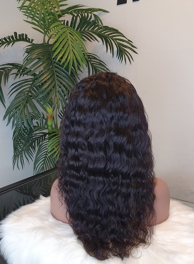 Frontal Wig Curly Remy Hair 16"