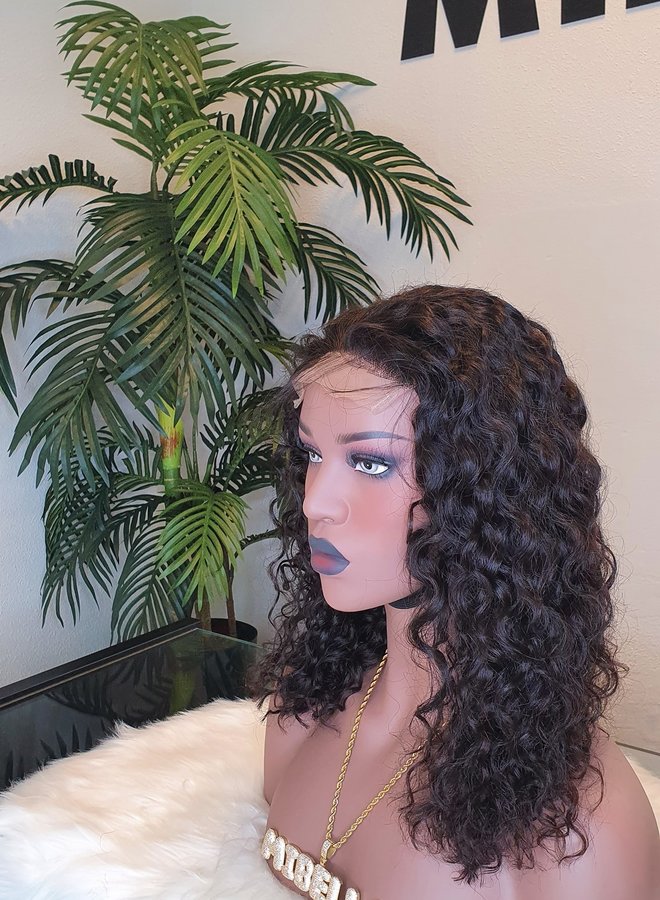 5x5 Closure Wig Raw*  Indian Moroccan Curly 12" Transparent Lace  | Capsize Small