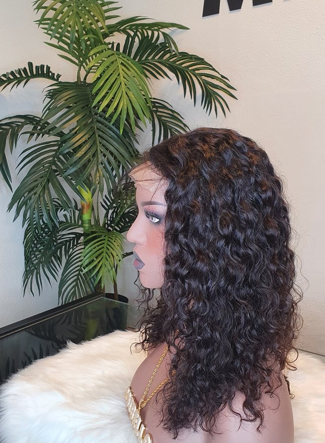 5x5 Closure Wig Raw*  Indian Moroccan Curly 12" Transparent Lace  | Capsize Small