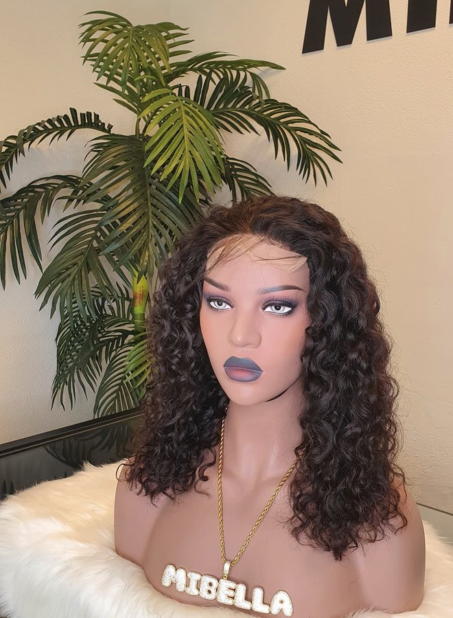 5x5 Closure Wig Raw*  Indian Moroccan Curly 12" Transparent Lace  | Capsize Small