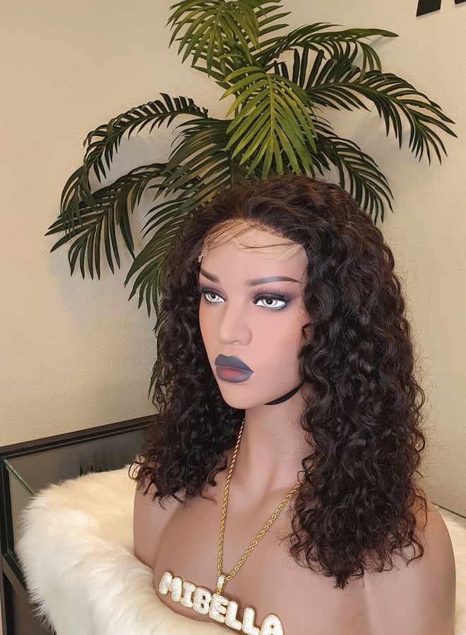 5x5 Closure Wig Raw*  Indian Moroccan Curly 12" Transparent Lace  | Capsize Small