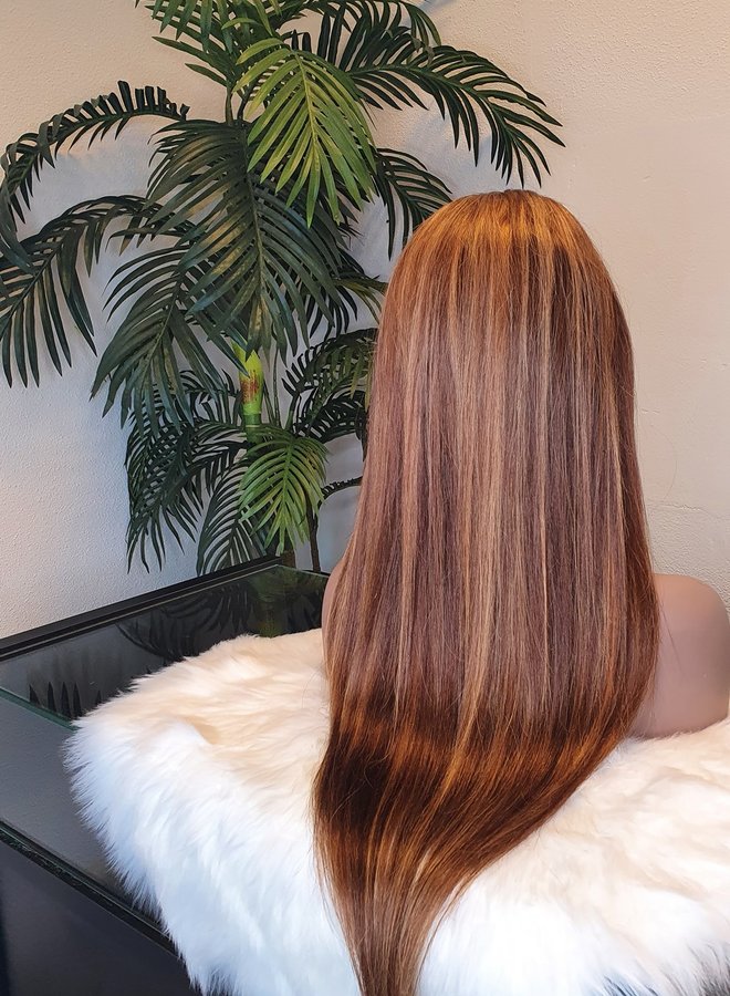 Copper Sunset - Closure Wig Highlights 24" Remy Hair