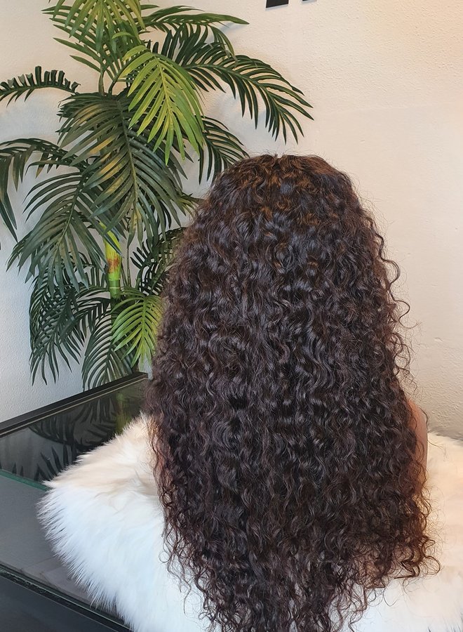 Espresso Bliss - HD Closure Wig Moroccan Curly 24" - Steamed Raw Indian Hair