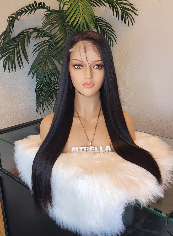 Espresso Obsidian - Closure Wig Natural Straight 22" - Raw Indian Hair