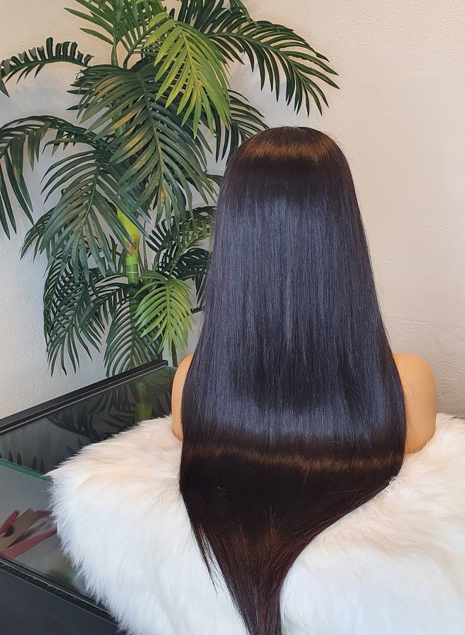 Espresso Obsidian - Closure Wig Natural Straight 22" - Raw Indian Hair