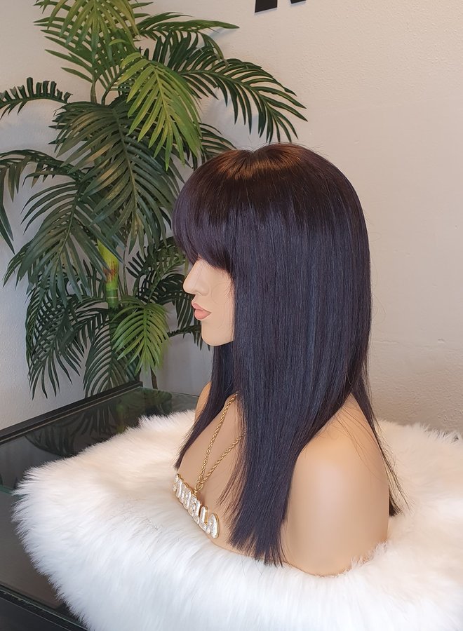 Forest Night Delight - Closure Wig Remy Straight Hair 14"