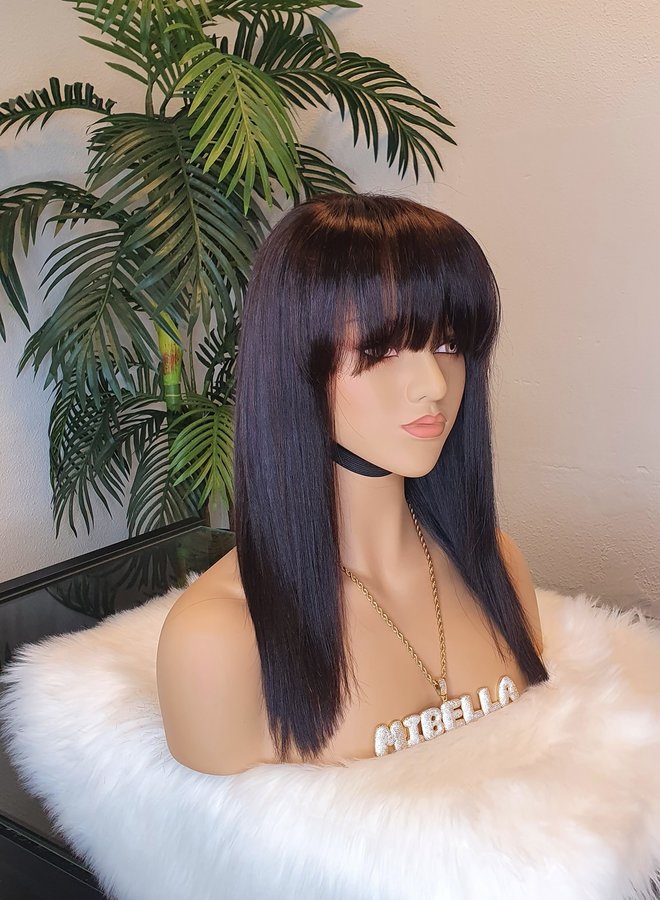 Forest Night Delight - Closure Wig Remy Straight Hair 14"