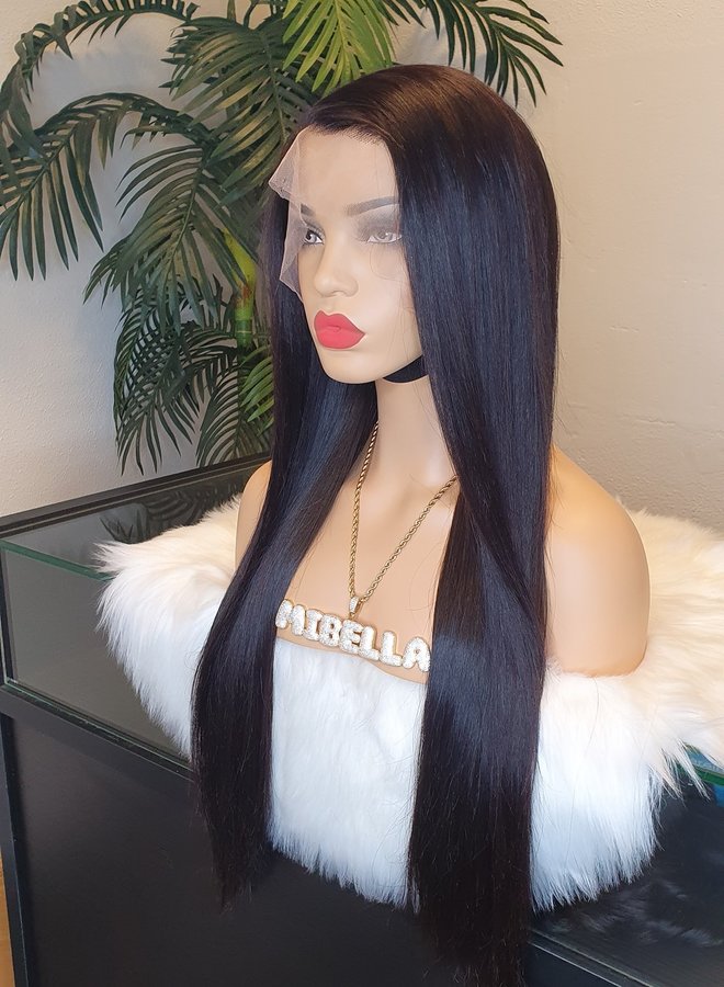 Marrón Sfumato - Frontal Wig Remy Straight Hair 26" - Transparent Lace