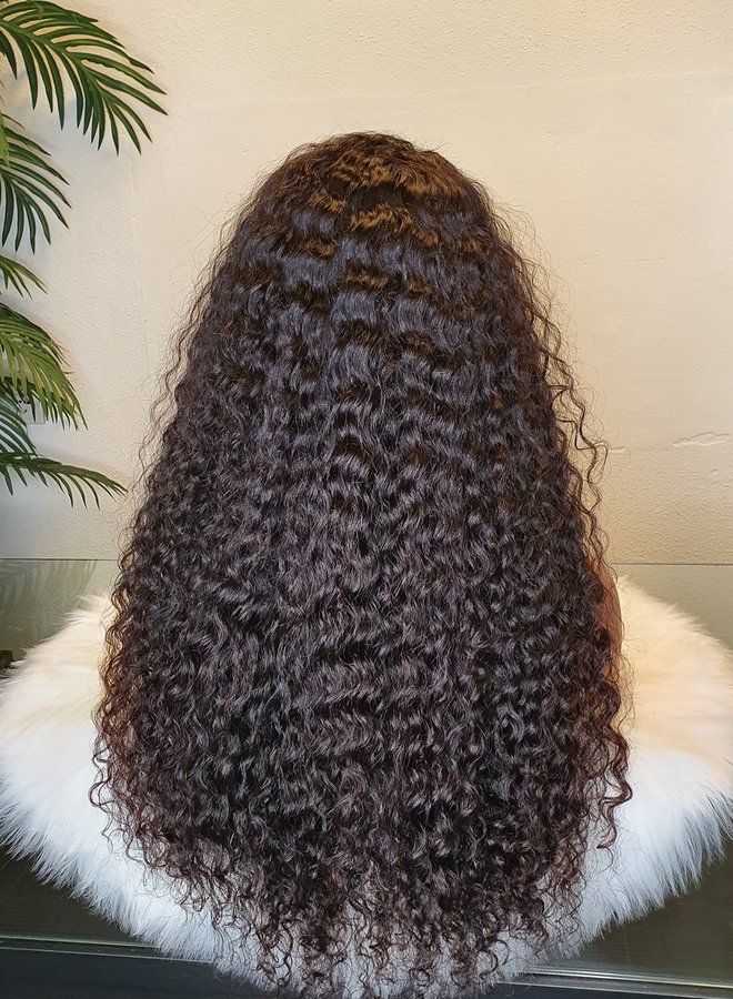 Chocolate Rendezvous - HD Closure Wig Curly Remy Hair 24"
