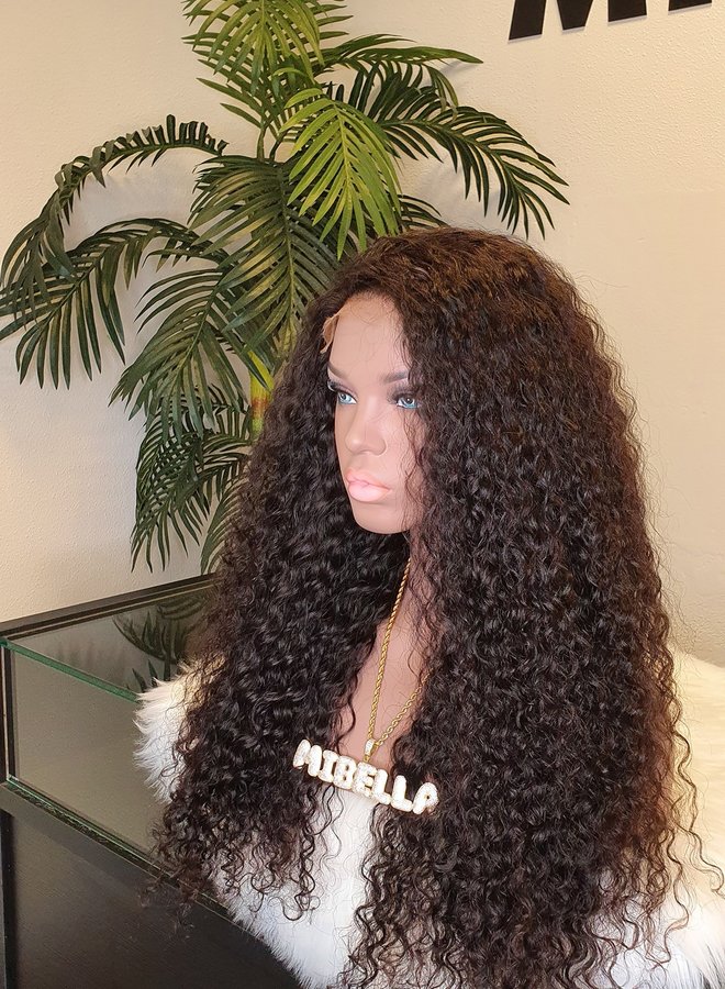 HD Closure Wig Curly Remy Hair 24"
