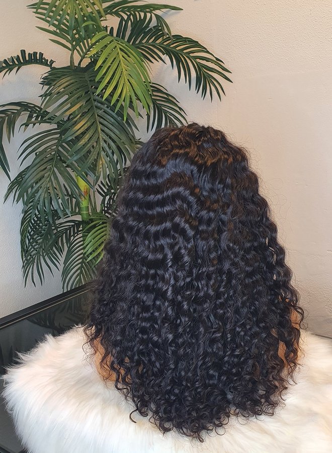 Sakura Kasshoku - Frontal Wig Curly Remy Hair 16" Dome Cap
