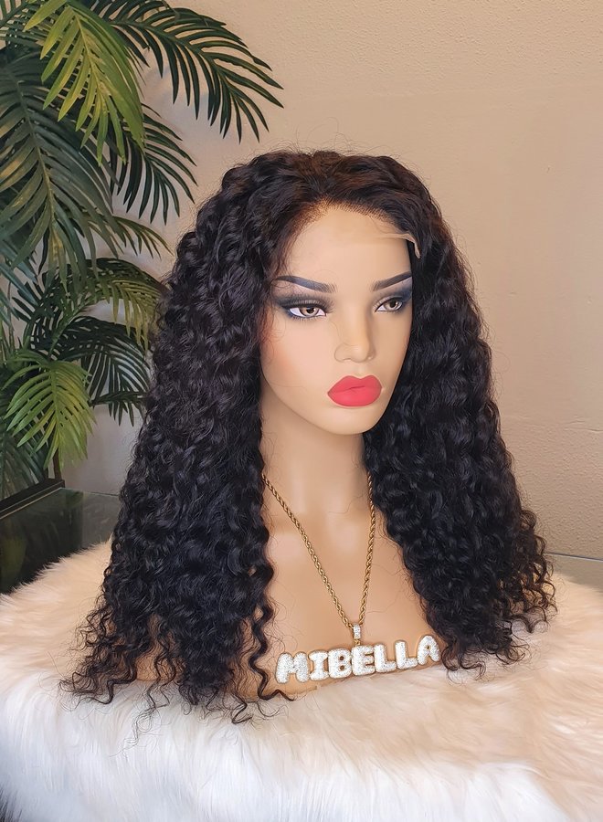 Nuit Brune - HD Closure Wig Curly Remy Hair 18" - 350 gram