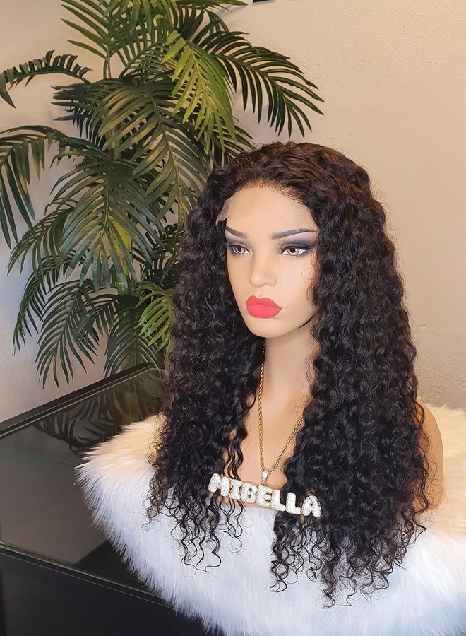 Cacao Oscuro - 5x5 HD Closure Wig Curly Remy Hair 20" - 350 gram