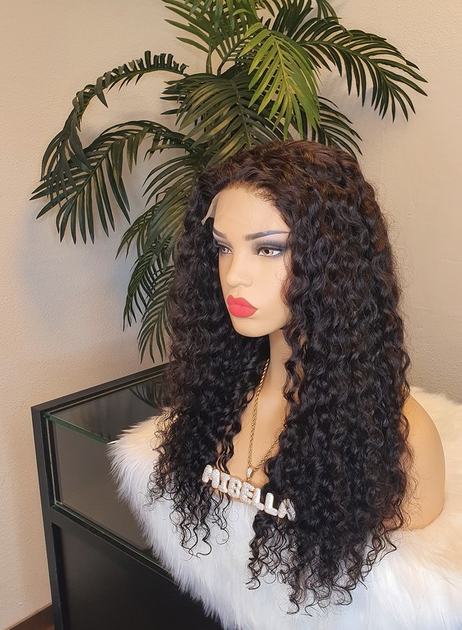 Cacao Oscuro - 5x5 HD Closure Wig Curly 20" - Remy Hair