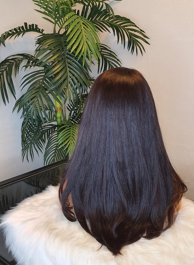 Brunette Obscur - Transparante Frontal Wig Raw Vietnamese Straight 16"