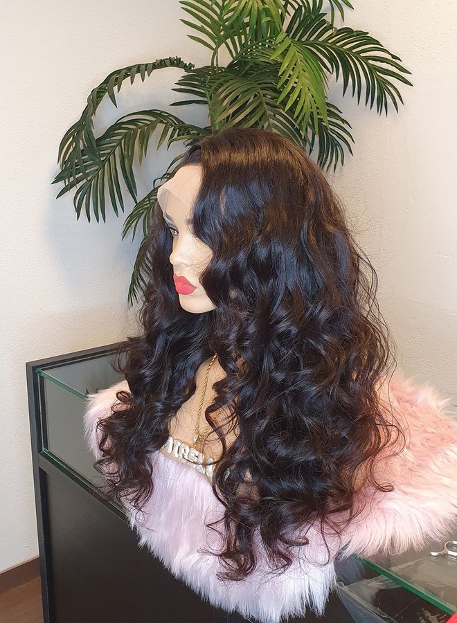 Truffle Twist - Frontal Wig 24" Body Wave Raw* Indian Hair - Transparent Lace