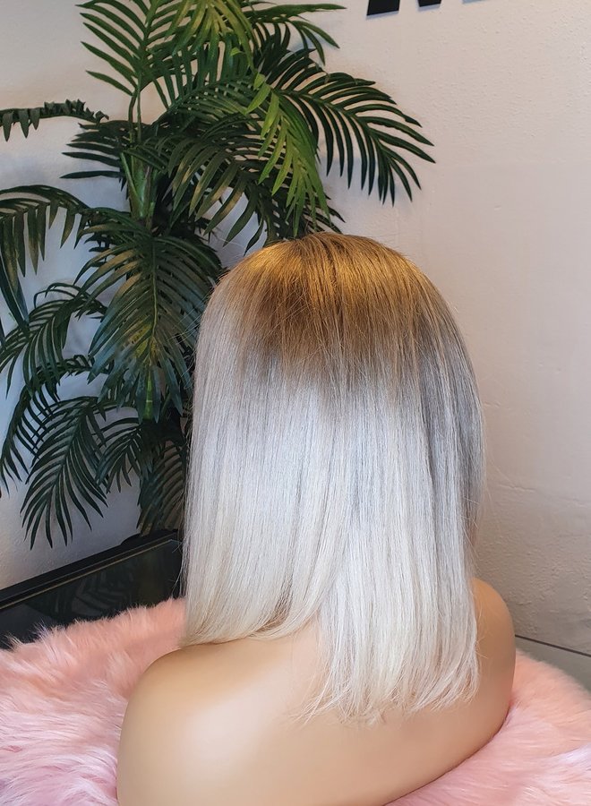 Platinum Frost - Ombre Blonde Frontal Wig 12" Bob Remy Hair