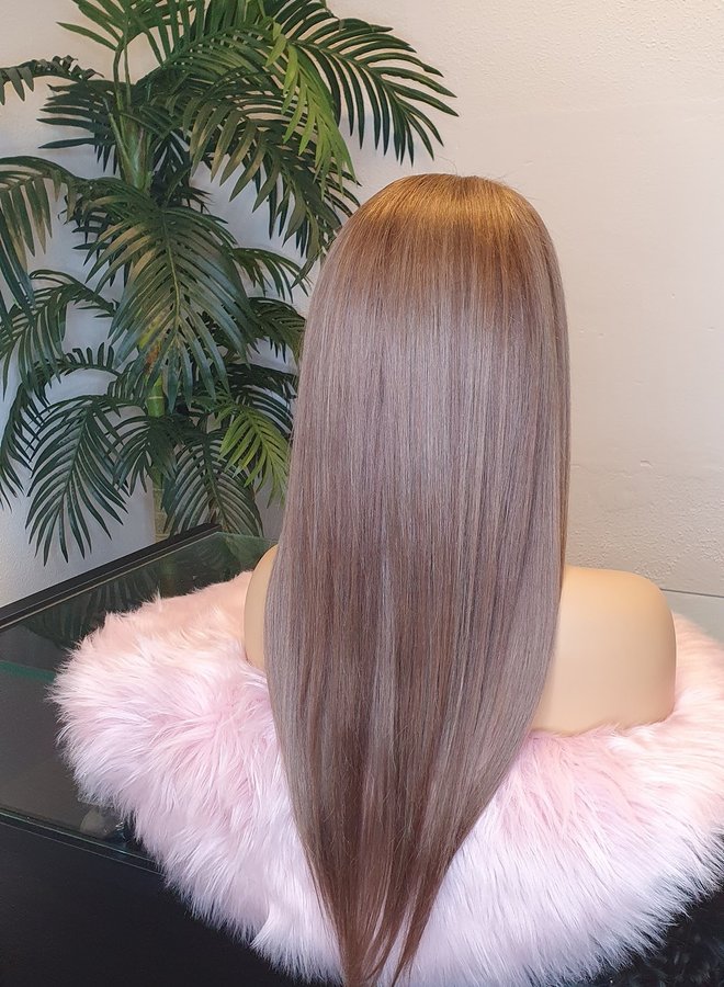 Dusky Rose - Frontal Wig Straight Ash Brown Remy Hair 20"