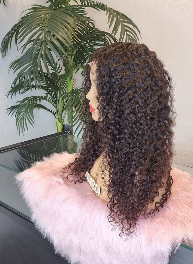 5x5 HD Closure Wig Raw*  Indian Deep Curly 20"  with a brownish tint
