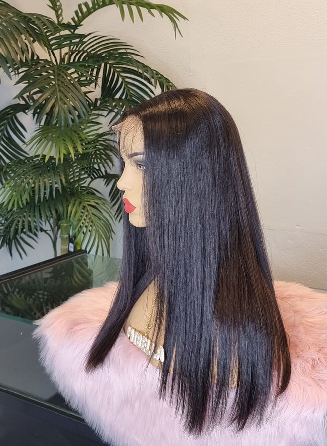 Dark Merlot - HD Closure Wig Natural Straight 20" - Raw Vietnamese Hair