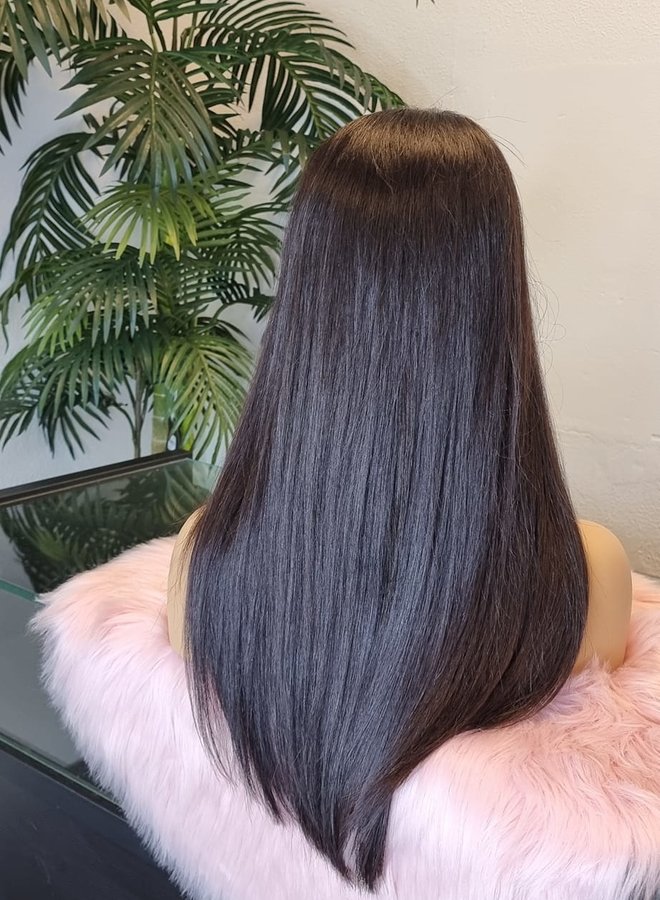 Dark Merlot - HD Closure Wig Natural Straight 20" - Raw Vietnamese Hair