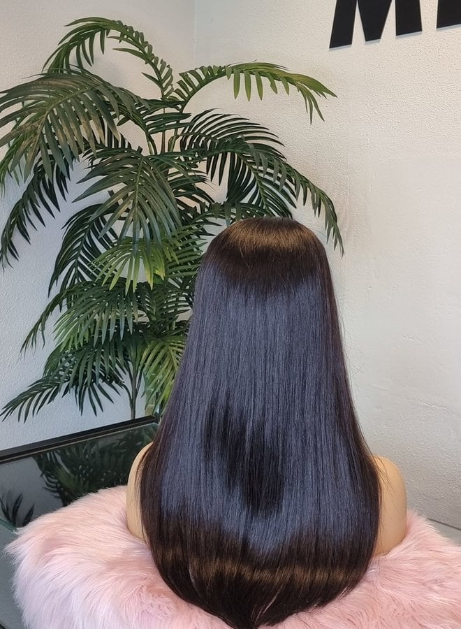 Dark Merlot - HD Closure Wig Natural Straight 20" - Raw Vietnamese Hair