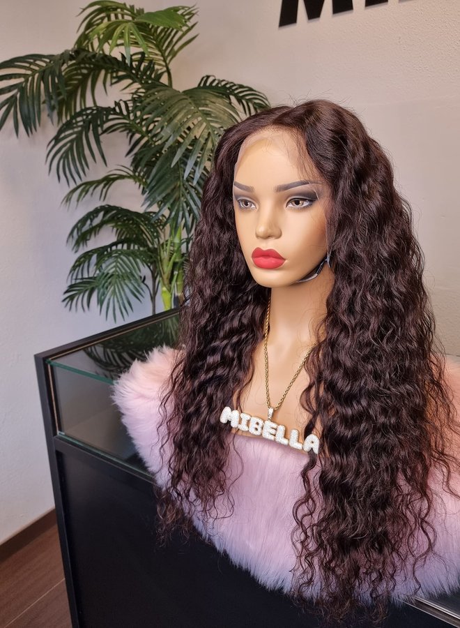 Autumnal Aura - Transparent Frontal Wig Loose Curly Indian Hair 24"