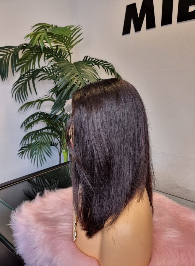 Sienna Brown - HD Closure Wig Natural Straight 14" - Raw Indian Hair
